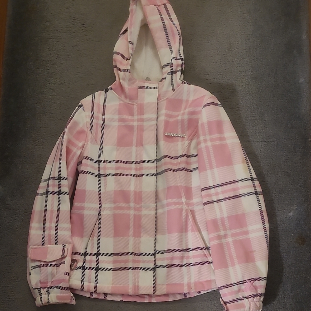 Pink Plaid Hooded Jacket Girls Sz Xl 16